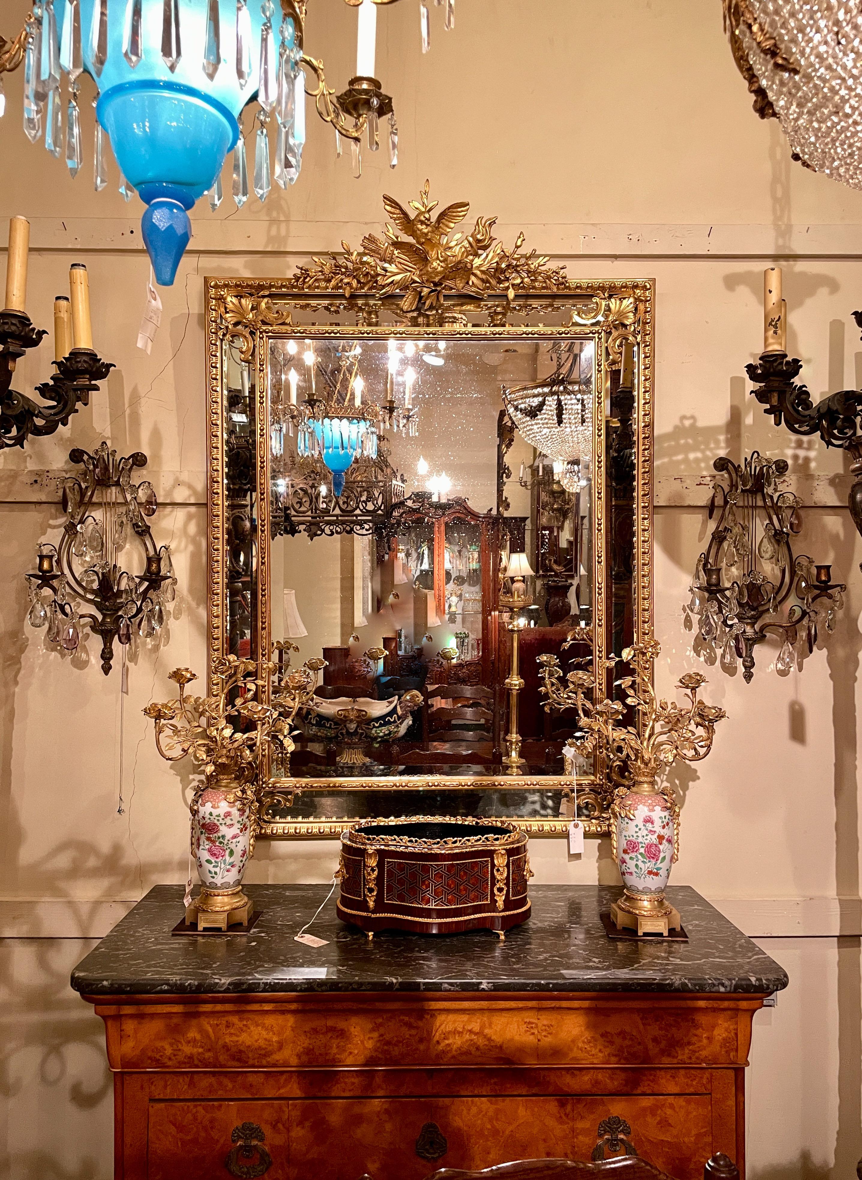 Antique French Louis XVI Gold Leaf Beveled Mirror, circa 1890 For Sale 2