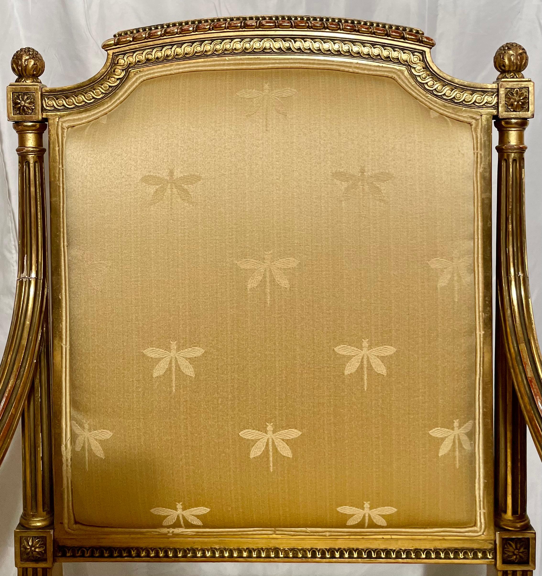 Antique French Louis XVI Gold Leaf Fauteuils  In Good Condition For Sale In New Orleans, LA
