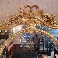 Antique French Louis XVI Gold-Leaf Framed Mirror with Beveling, Circa 1880.