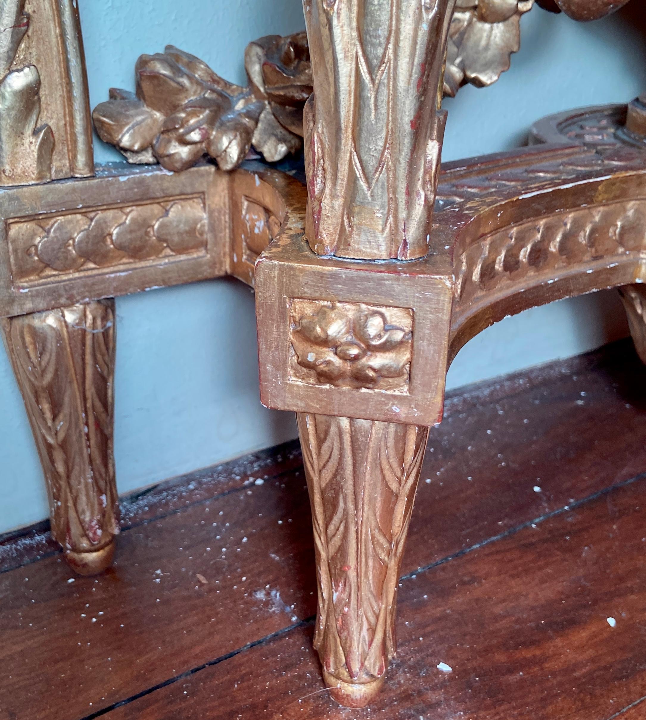 Antique French Louis XVI Gold Leaf & Marble Top Console, circa 1870 7