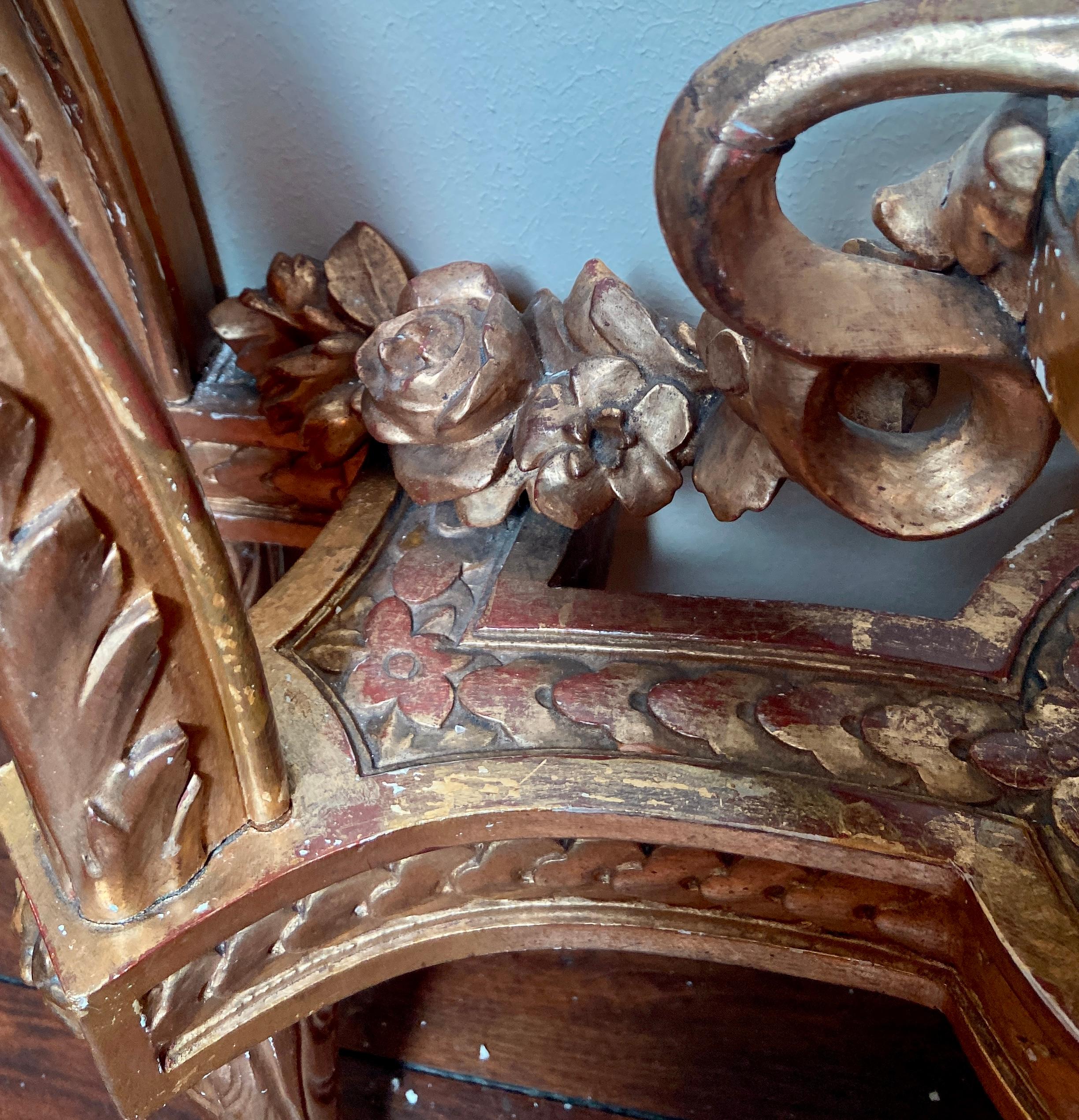 Antique French Louis XVI Gold Leaf & Marble Top Console, circa 1870 5