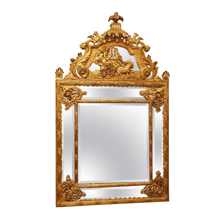 Antique French Louis XVI Gold Leaf Mirror