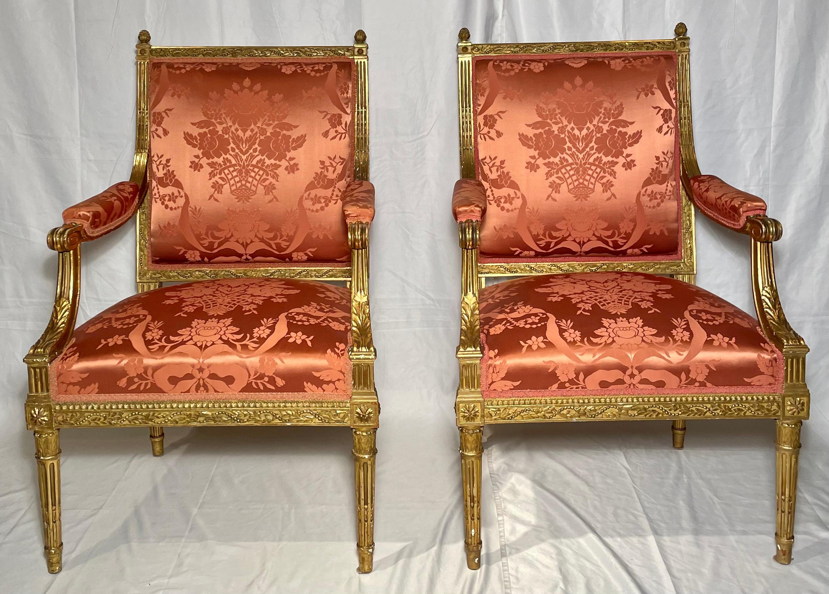 Antique French Louis XVI Gold Leaf Salon Set, circa 1880 In Good Condition For Sale In New Orleans, LA
