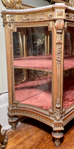 Antique French Louis XVI Gold Leaf Vitrine circa 1880