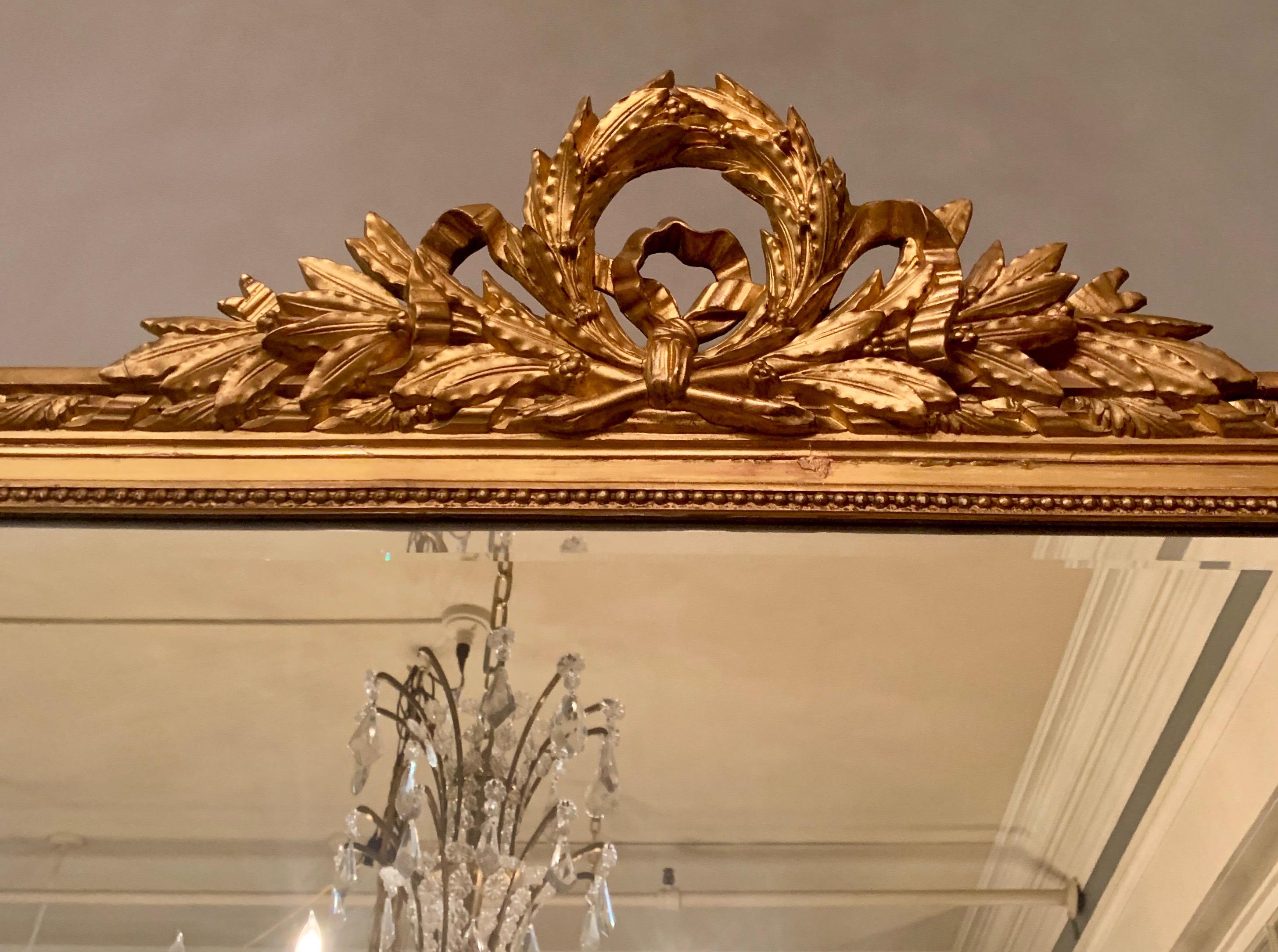 Antique French Louis XVI Gold Mirror, Late 19th Century In Good Condition In New Orleans, LA