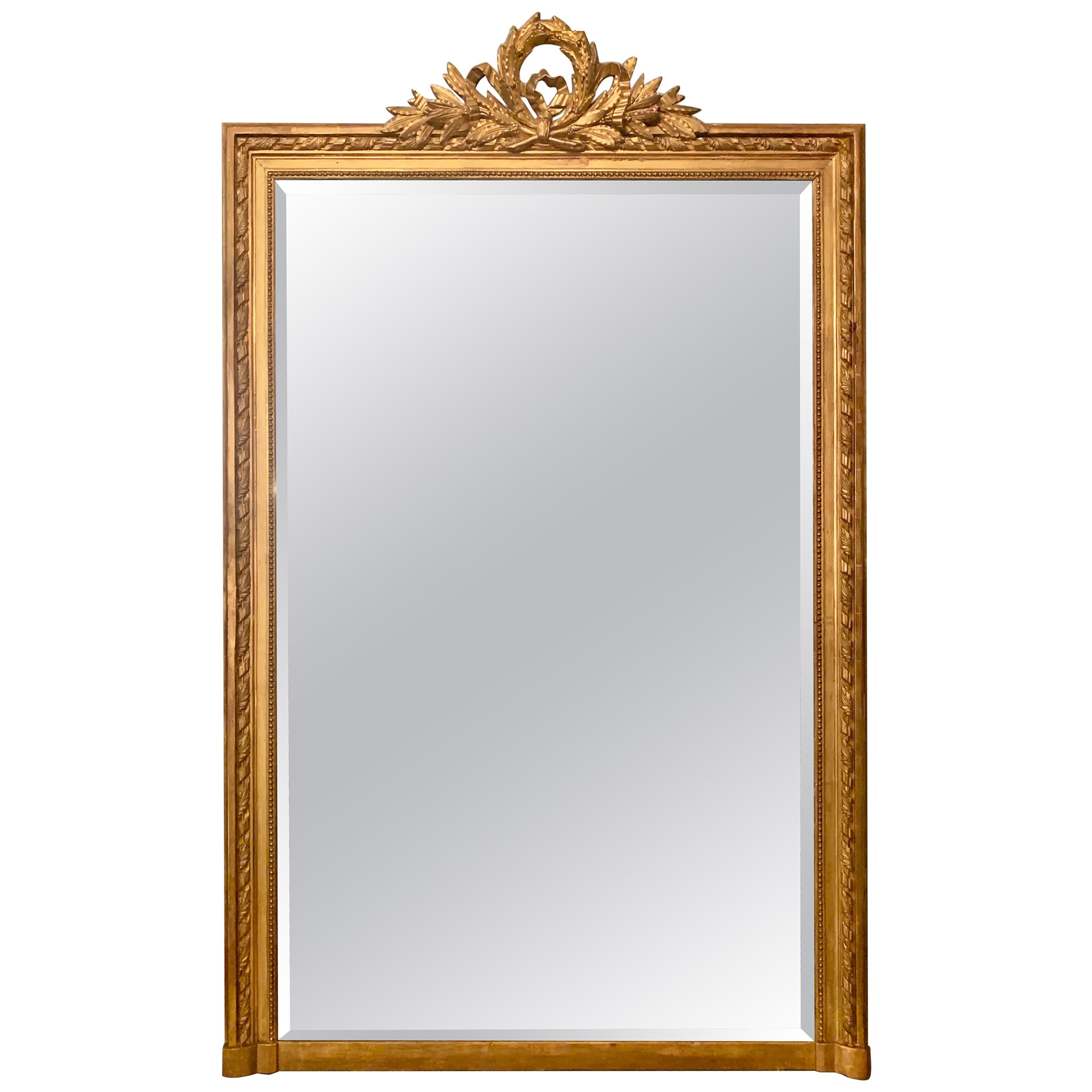 Antique French Louis XVI Gold Mirror, Late 19th Century