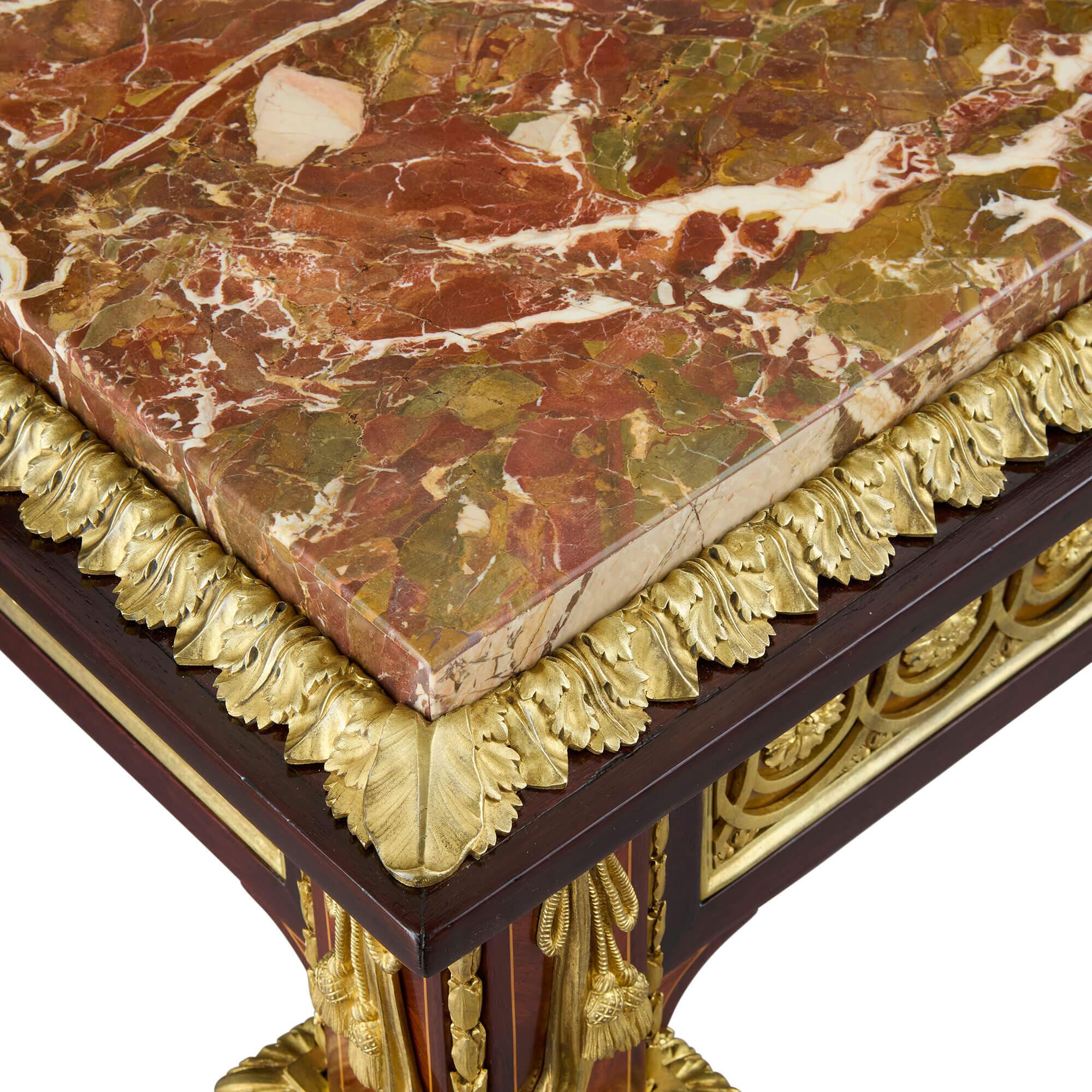 Antique French Louis XVI Ormolu Marble Wood Centre Table Bon état - En vente à London, GB