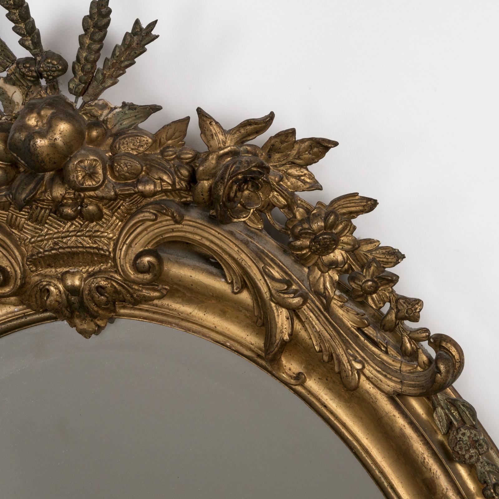 Antiker französischer Louis XVI Gold Oval Spiegel, um 1880 (Französisch) im Angebot
