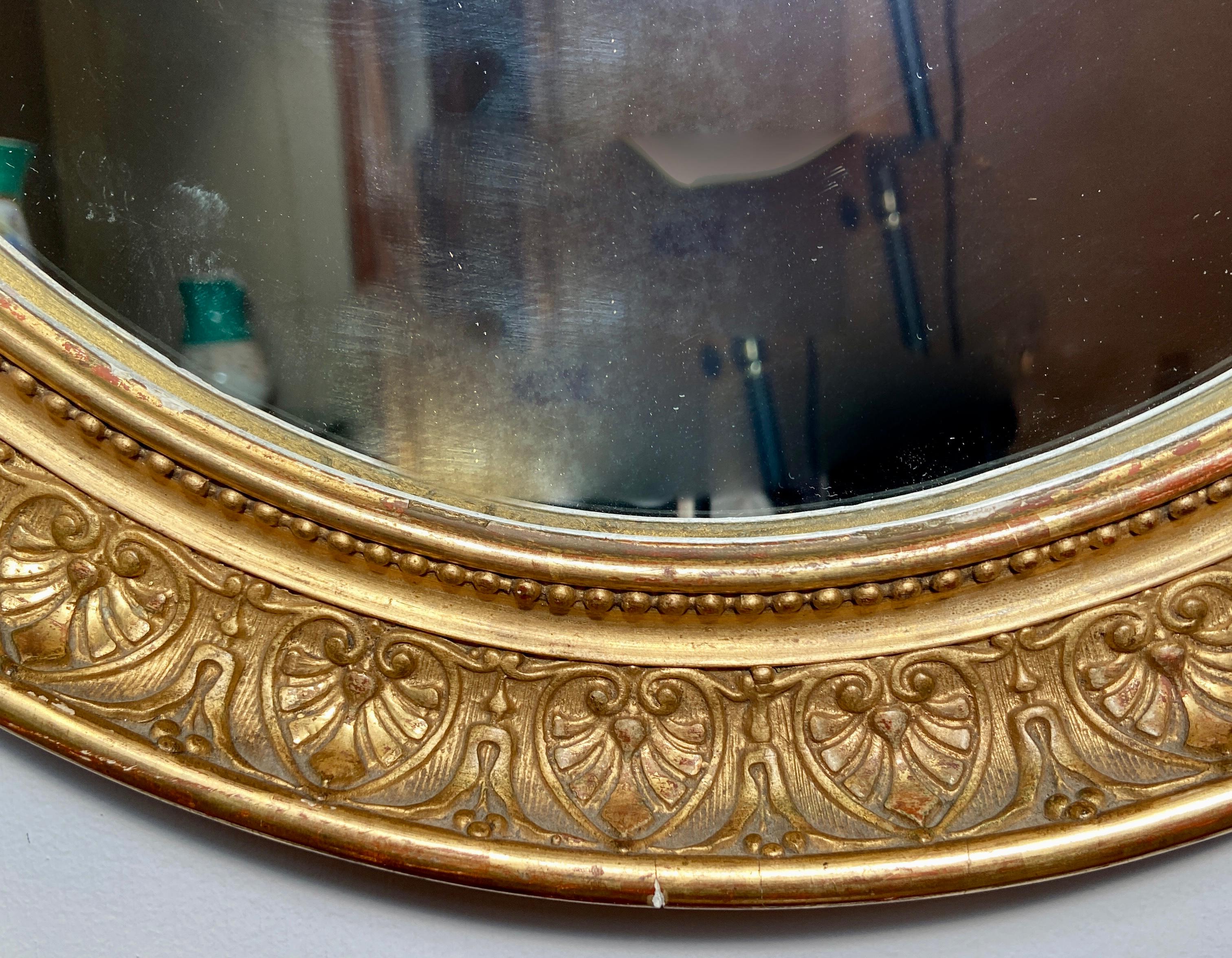 Antique French Louis XVI Gold Oval Mirror, circa 1890 In Good Condition In New Orleans, LA