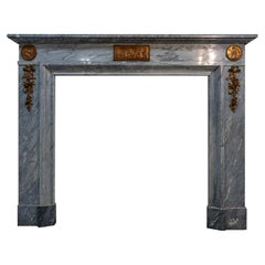 Antique French Luigi XVI, caminetto in marmo grigio con ormeggio in bronzo dorato