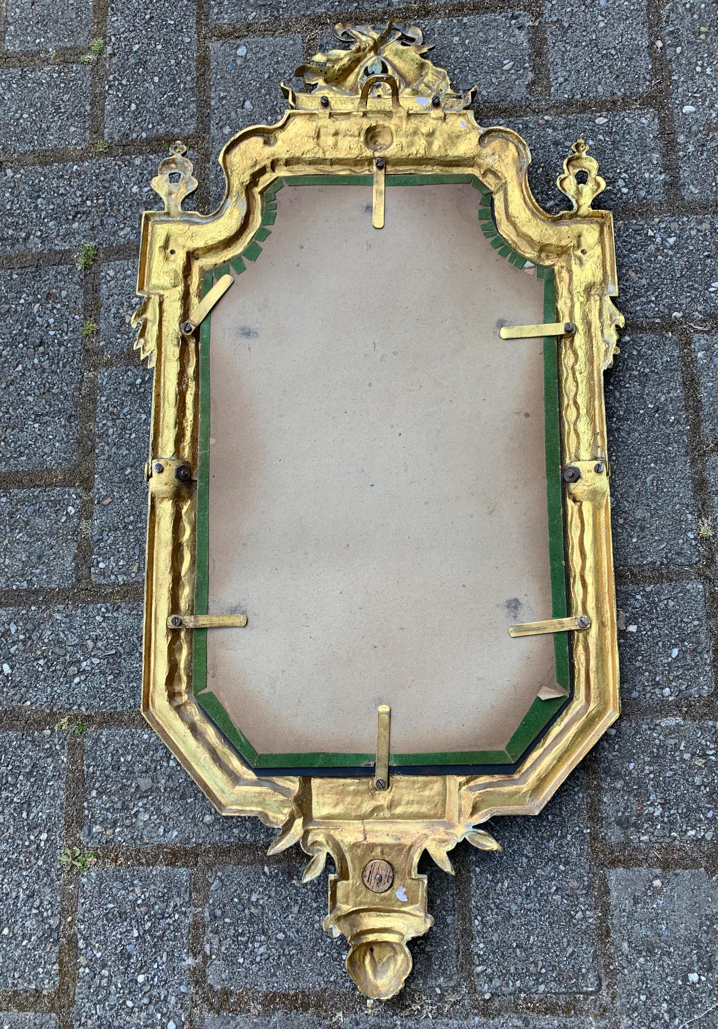 Antique French Louis XVI Handcrafted and Finely Detailed Gilt Bronze Wall Mirror 7
