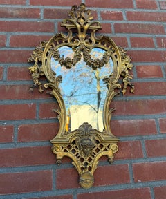 Antique French Louis XVI Handcrafted and Finely Detailed Gilt Bronze Wall Mirror