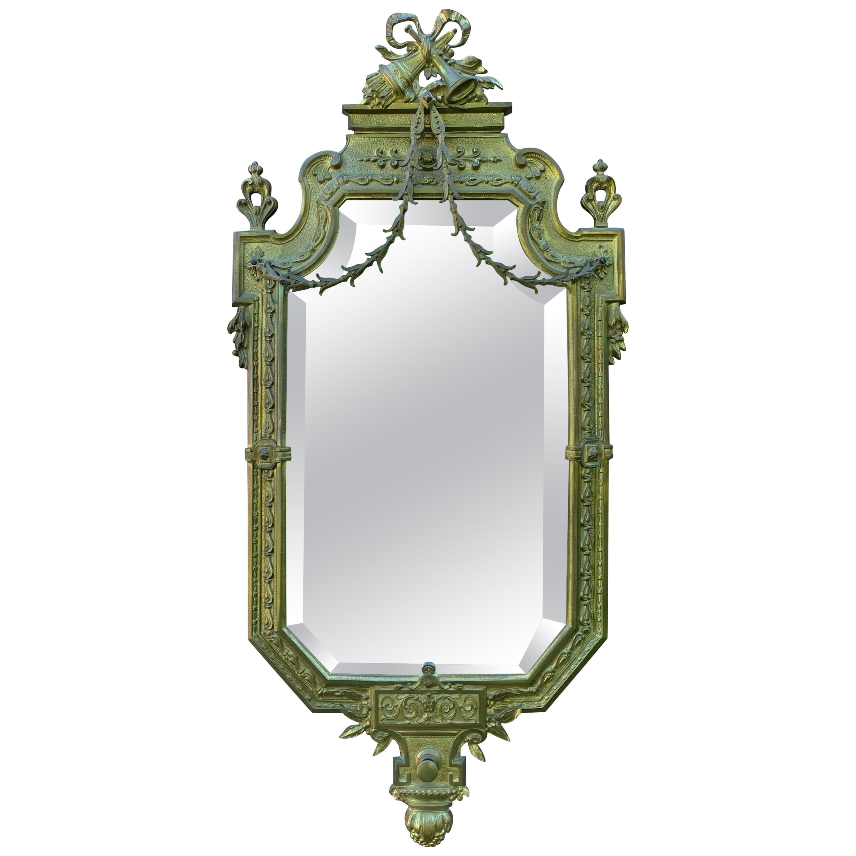 French Louis XVI Style Gilt Framed Wall Mirror at 1stDibs