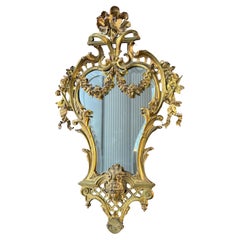 Antique French Louis XVI Handcrafted and Finely Detailed Gilt Bronze Wall Mirror