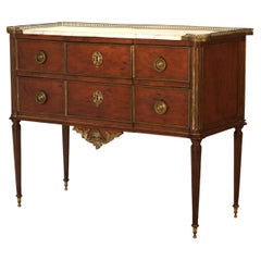 Antique French Louis XVI Inlaid Kingwood, Ormolu & Marble Top C1830