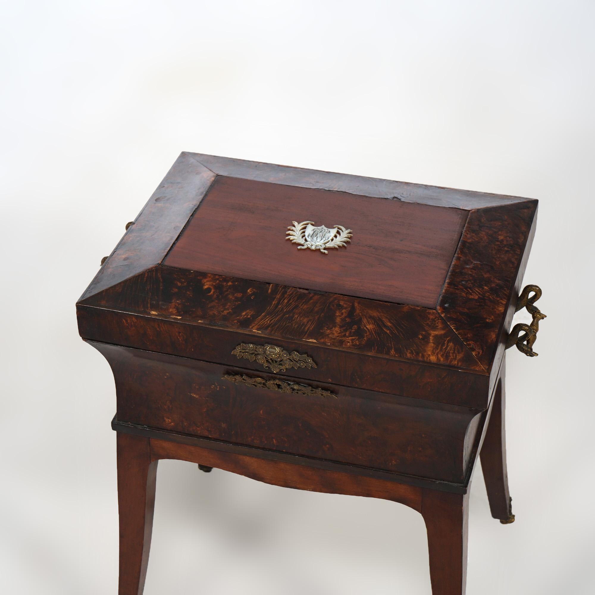 Antique French Louis XVI Inlaid Olive Wood Sewing Box or Jewel Chest c1800 2