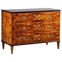 Antique French Louis XVI Inlaid Walnut Neoclassical Chest of Drawers, circa 1790