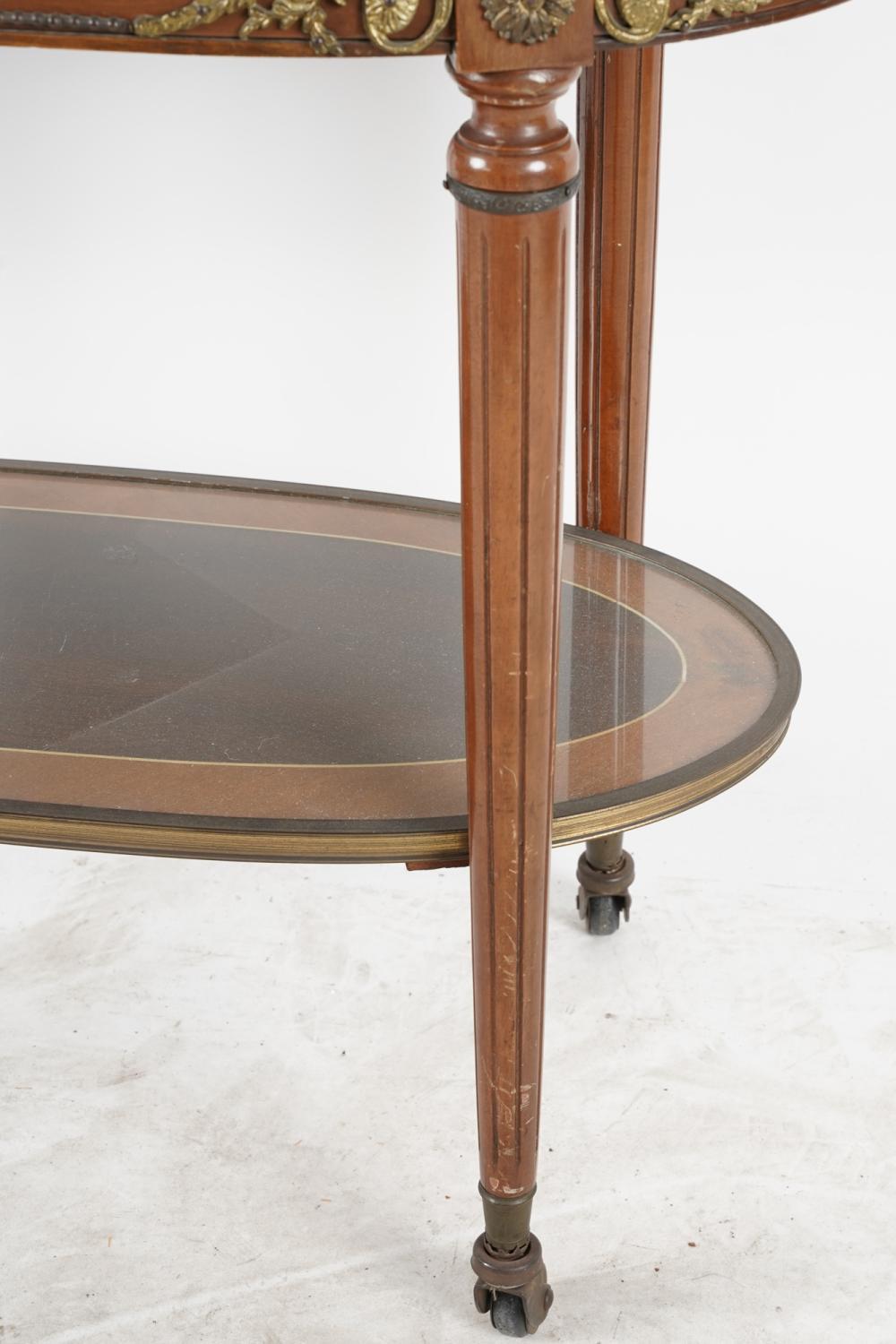 Antique French Louis XVI Kingwood Marquetry & Inlaid Serving Cart - Late 19th C In Good Condition For Sale In Los Angeles, CA