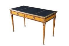 Antique French Louis XVI Kingwood Marquetry Leather Top Bureau Plat Writing Desk