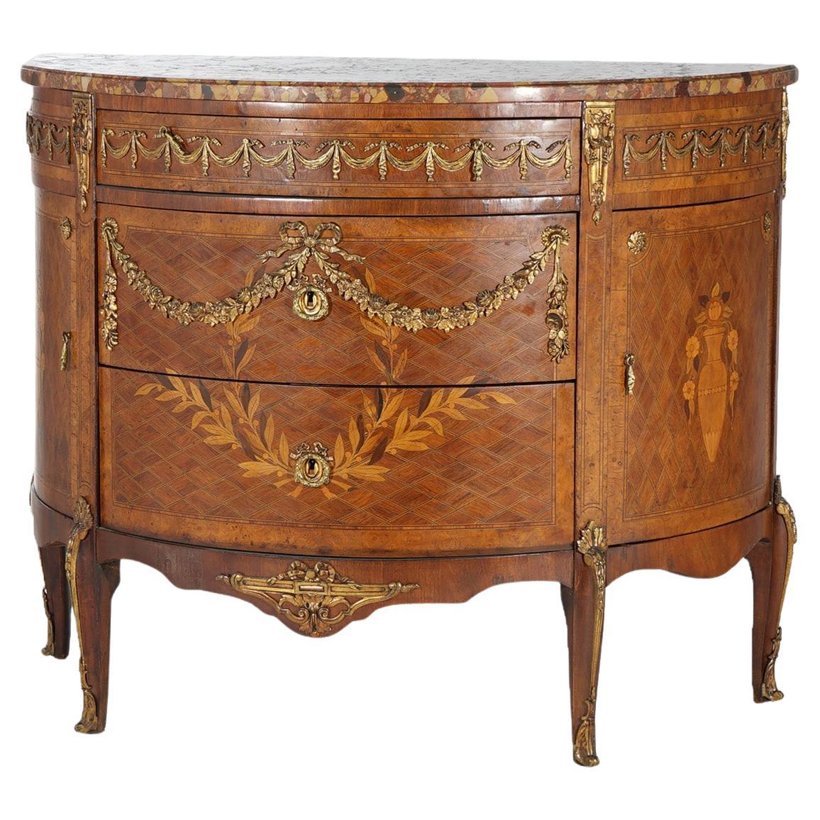 Antique French Louis XVI Kingwood Marquetry & Marble Console by Blanchet c1870 For Sale