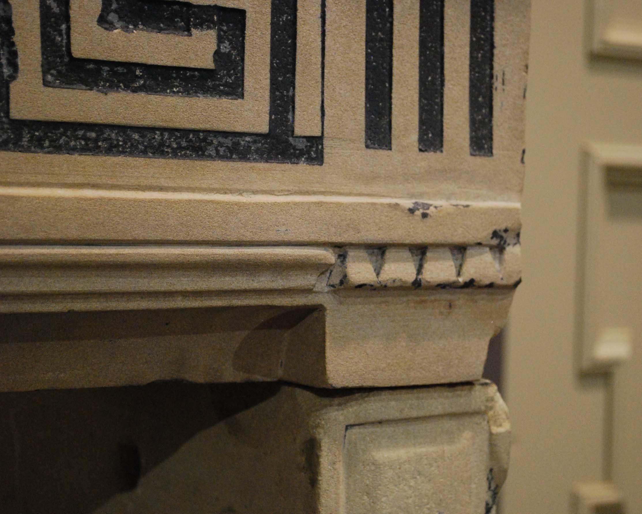 Antique French Louis XVI Limestone Fireplace with Geometric Carvings For Sale 6
