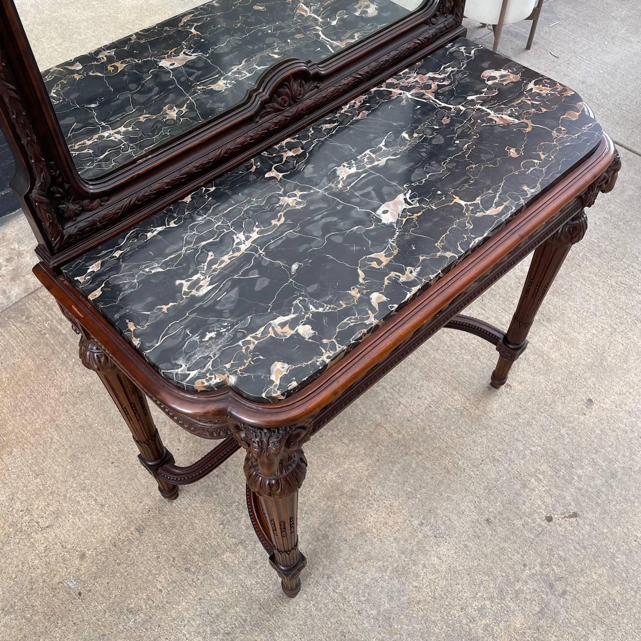 Antique French Louis XVI Louis XVI-Style Console Table with Mirror For Sale 2