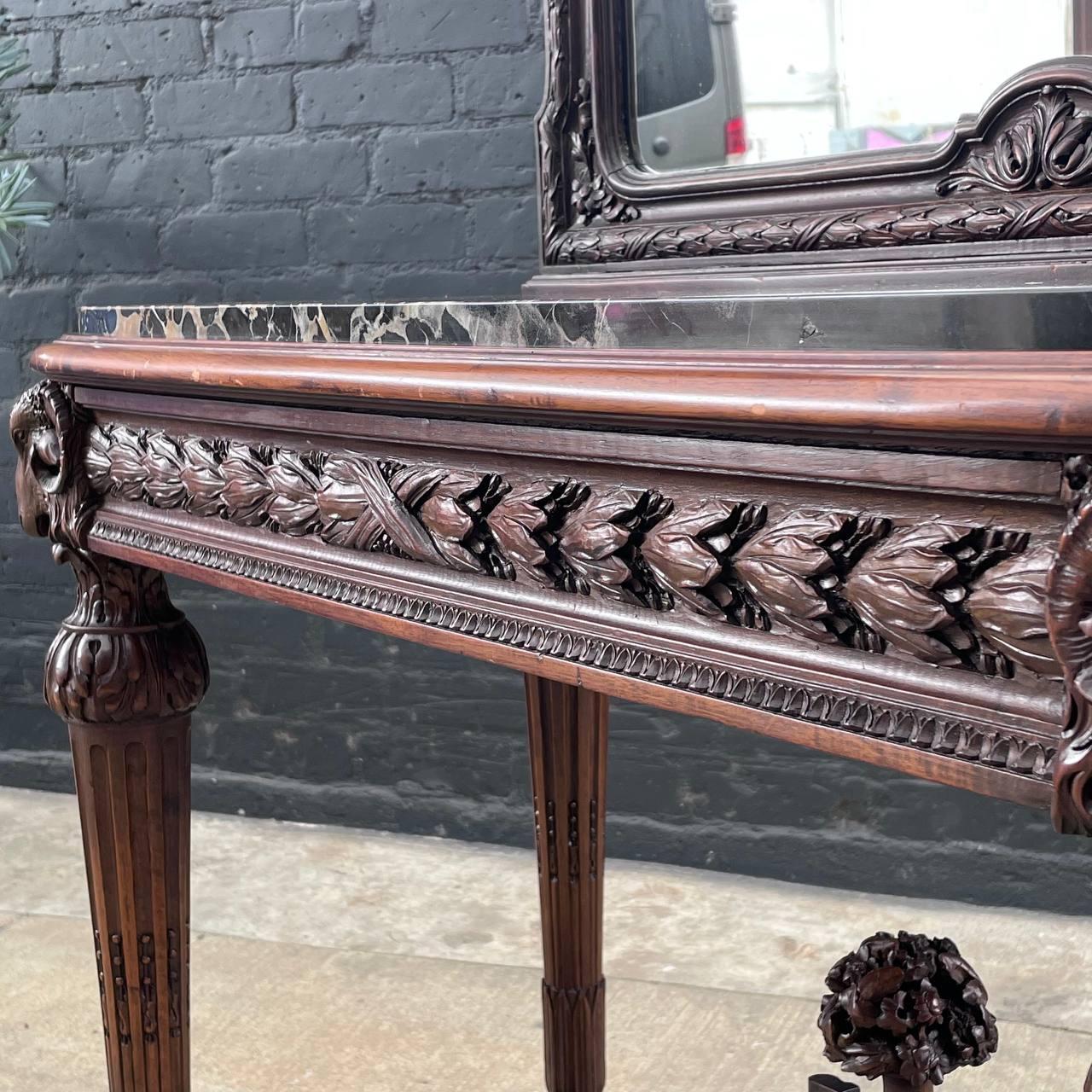 Antique French Louis XVI Louis XVI-Style Console Table with Mirror For Sale 4