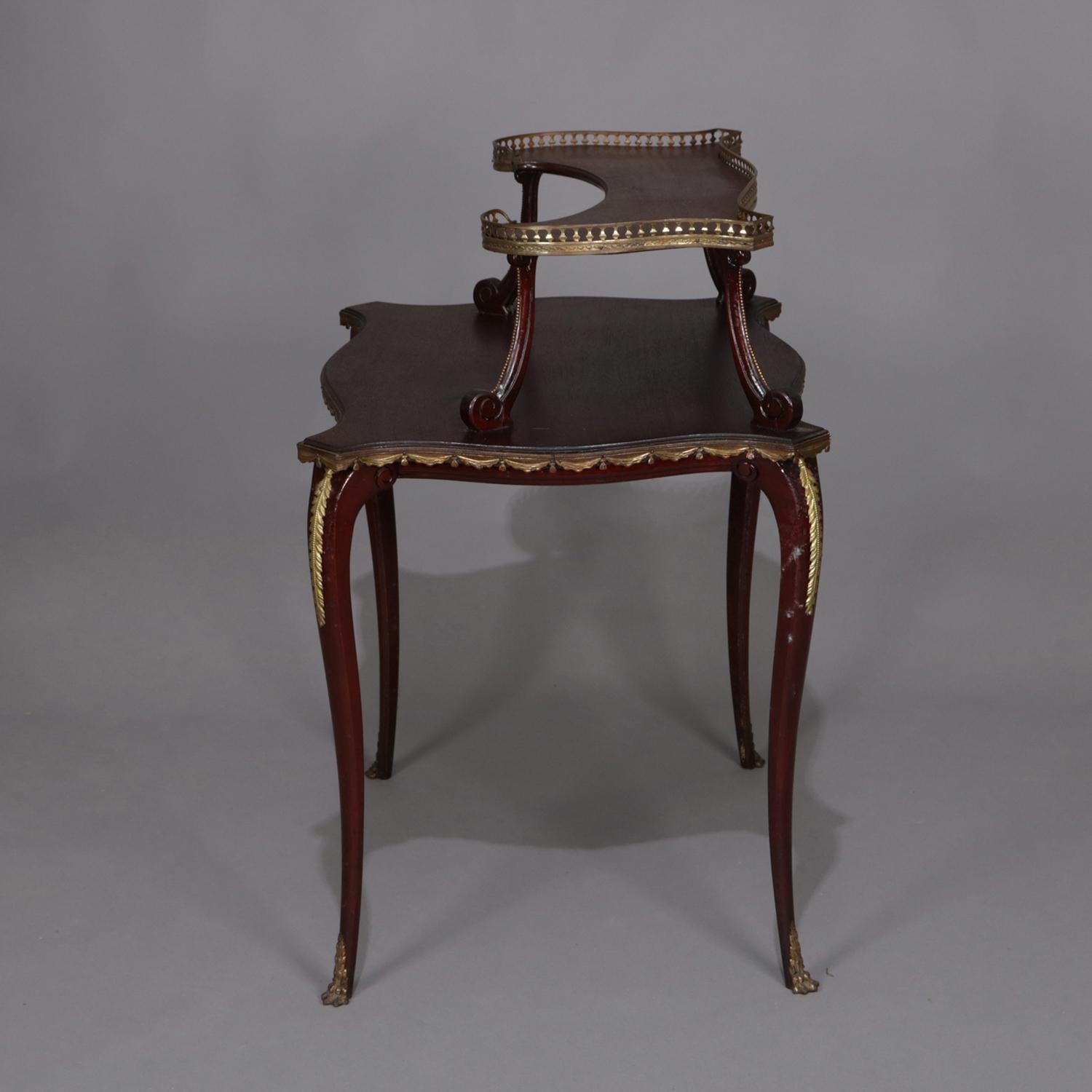 Antique French Louis XVI Mahogany and Ormolu Two-Tiered Stand, 19th Century In Good Condition In Big Flats, NY