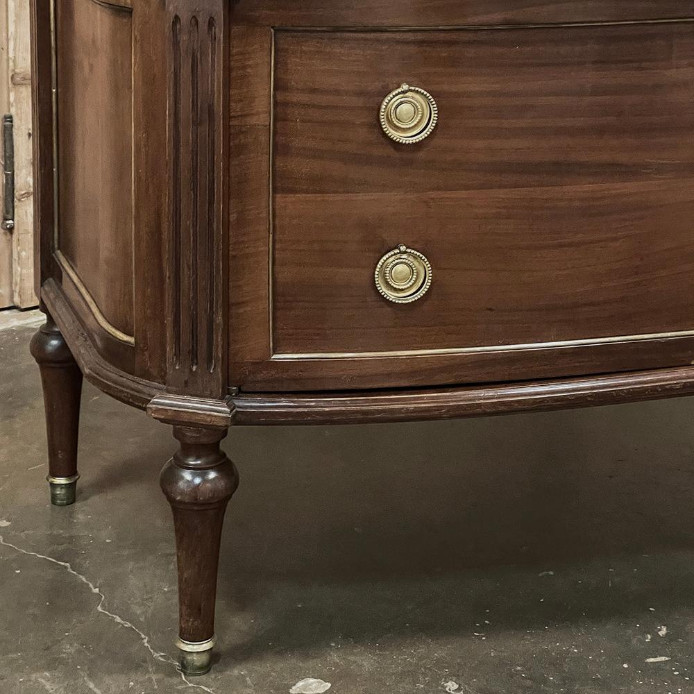 Antique French Louis XVI Mahogany Buffet ~ Commode with Carrara Marble For Sale 5