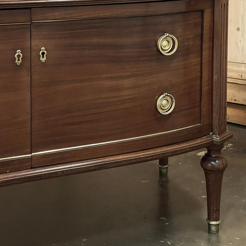 Antique French Louis XVI Mahogany Buffet ~ Commode with Carrara Marble For Sale 7