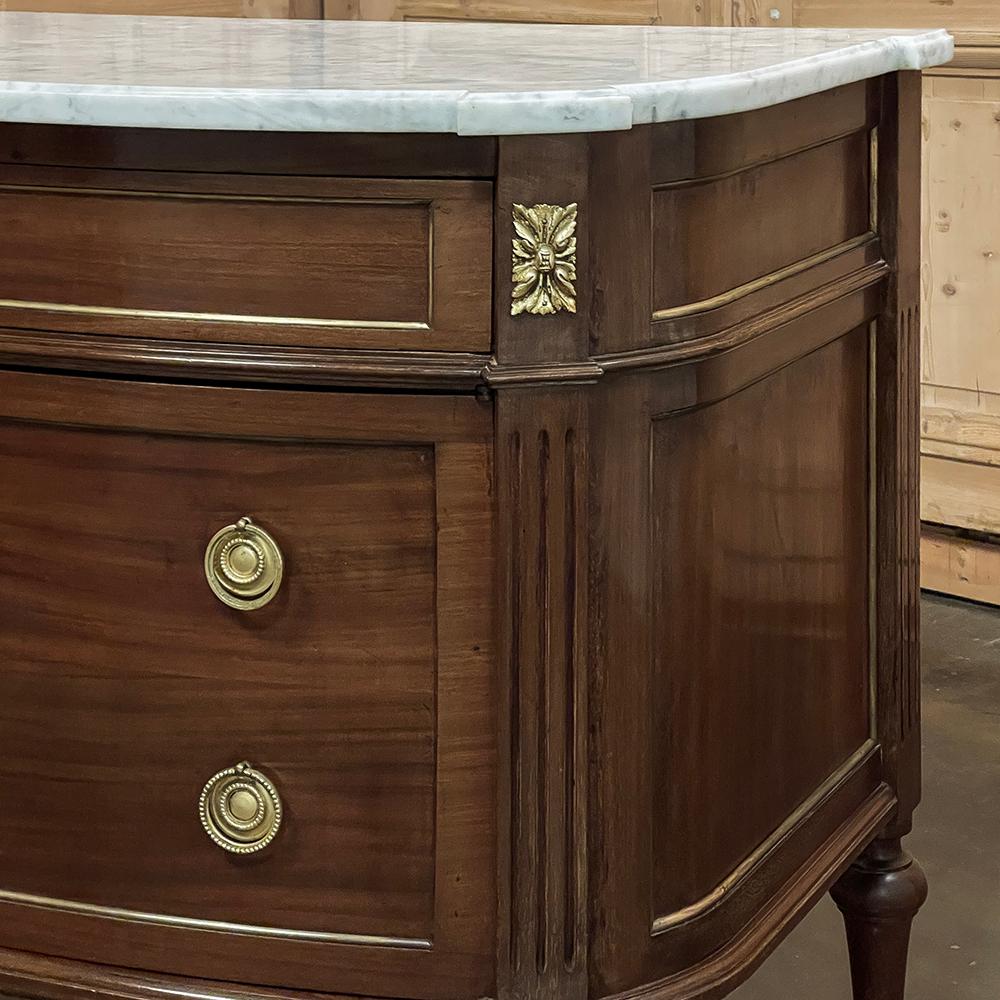 Antique French Louis XVI Mahogany Buffet ~ Commode with Carrara Marble For Sale 8