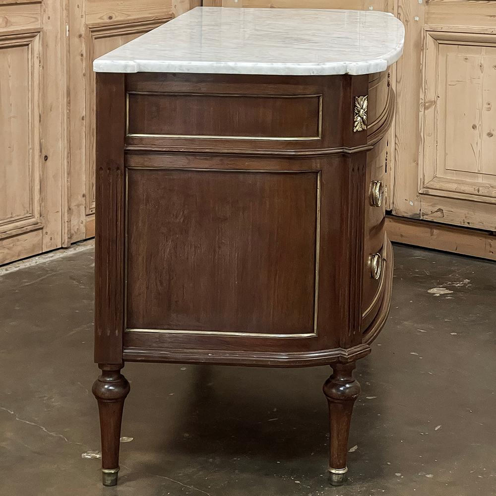 Antique French Louis XVI Mahogany Buffet ~ Commode with Carrara Marble For Sale 12