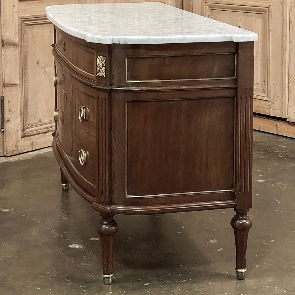 Antique French Louis XVI Mahogany Buffet ~ Commode with Carrara Marble For Sale 13
