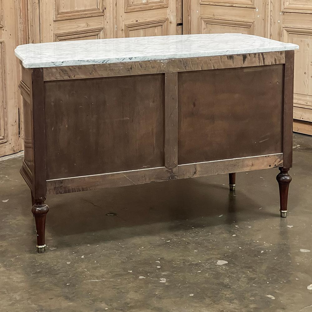 Antique French Louis XVI Mahogany Buffet ~ Commode with Carrara Marble For Sale 14