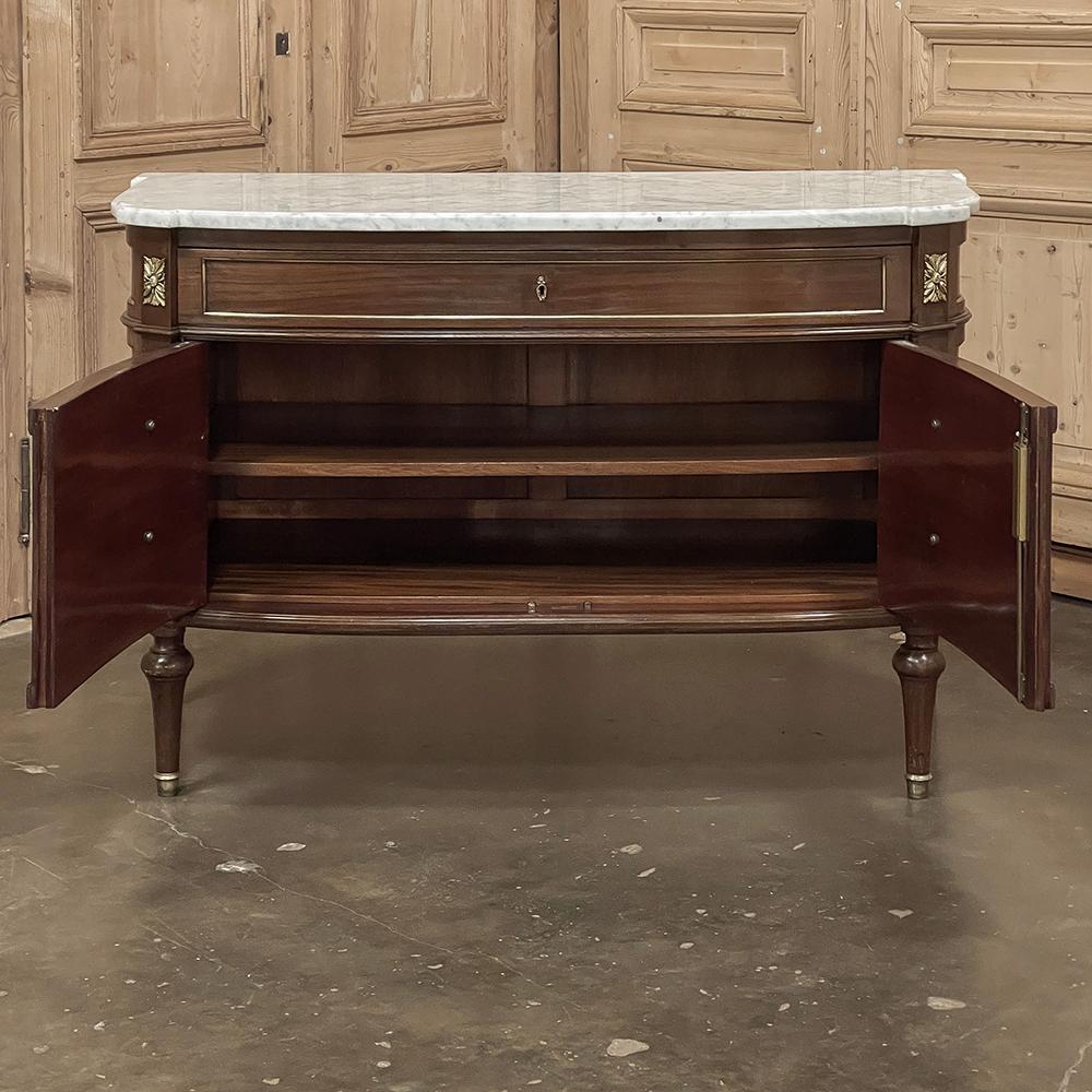 Antique French Louis XVI Mahogany Buffet ~ Commode with Carrara Marble For Sale 1