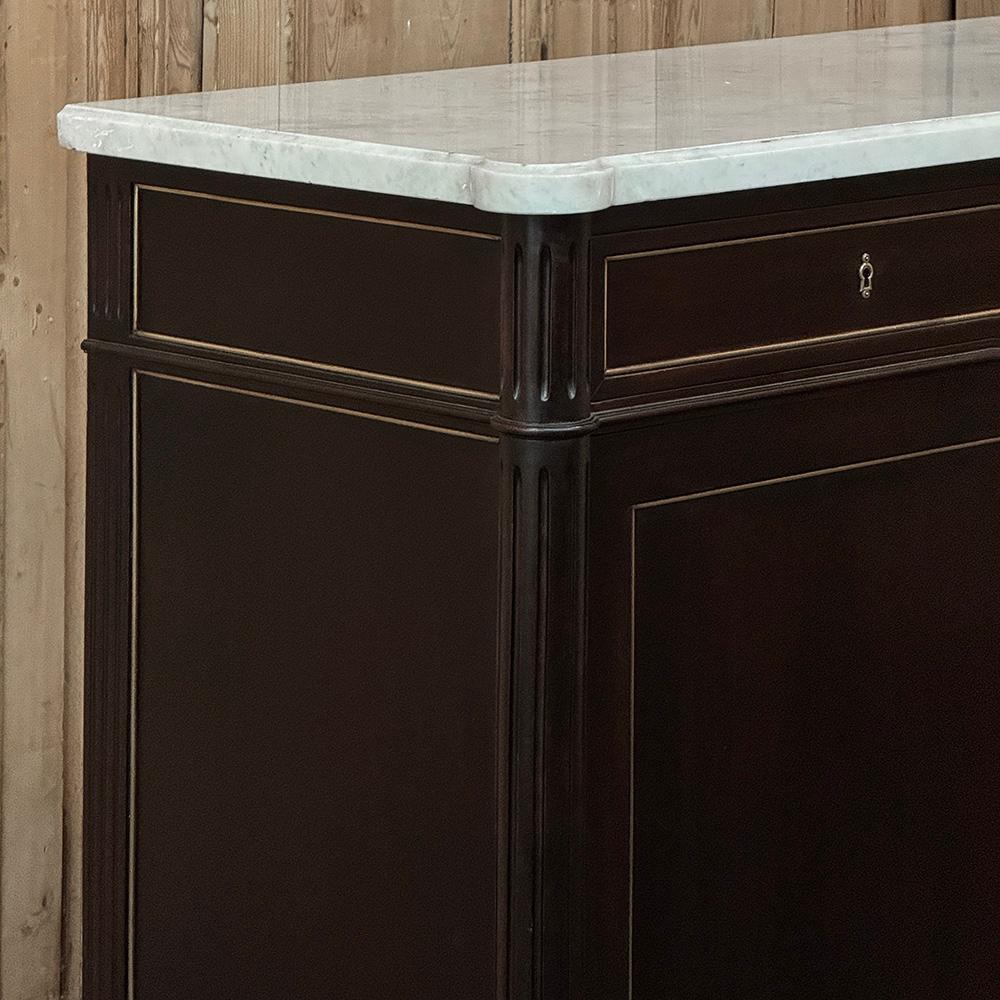 Antique French Louis XVI Mahogany Buffet with Carrara Marble For Sale 3