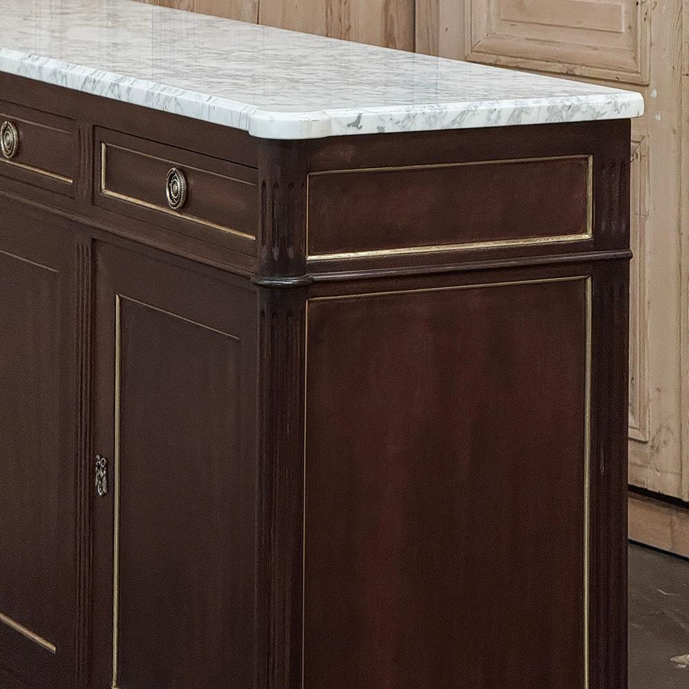 Antique French Louis XVI Mahogany Buffet with Carrara Marble For Sale 6