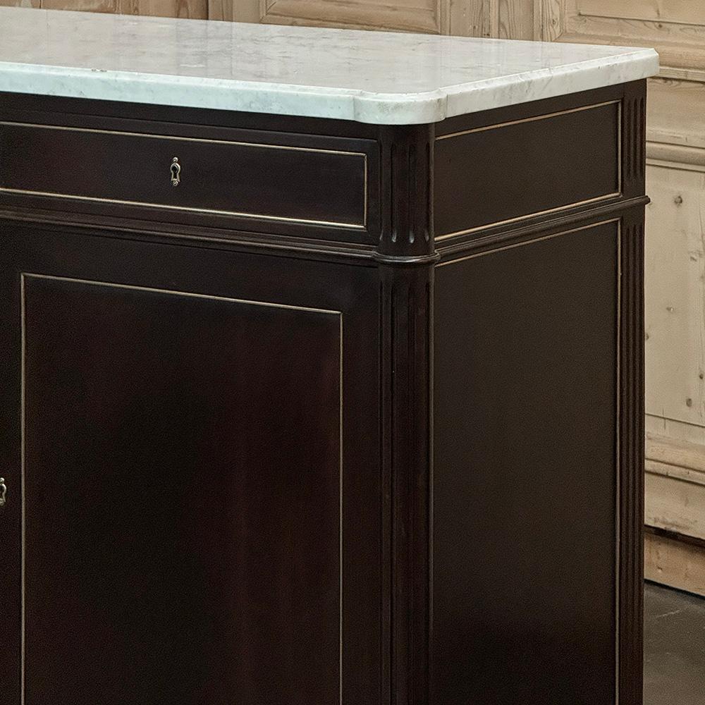 Antique French Louis XVI Mahogany Buffet with Carrara Marble For Sale 5