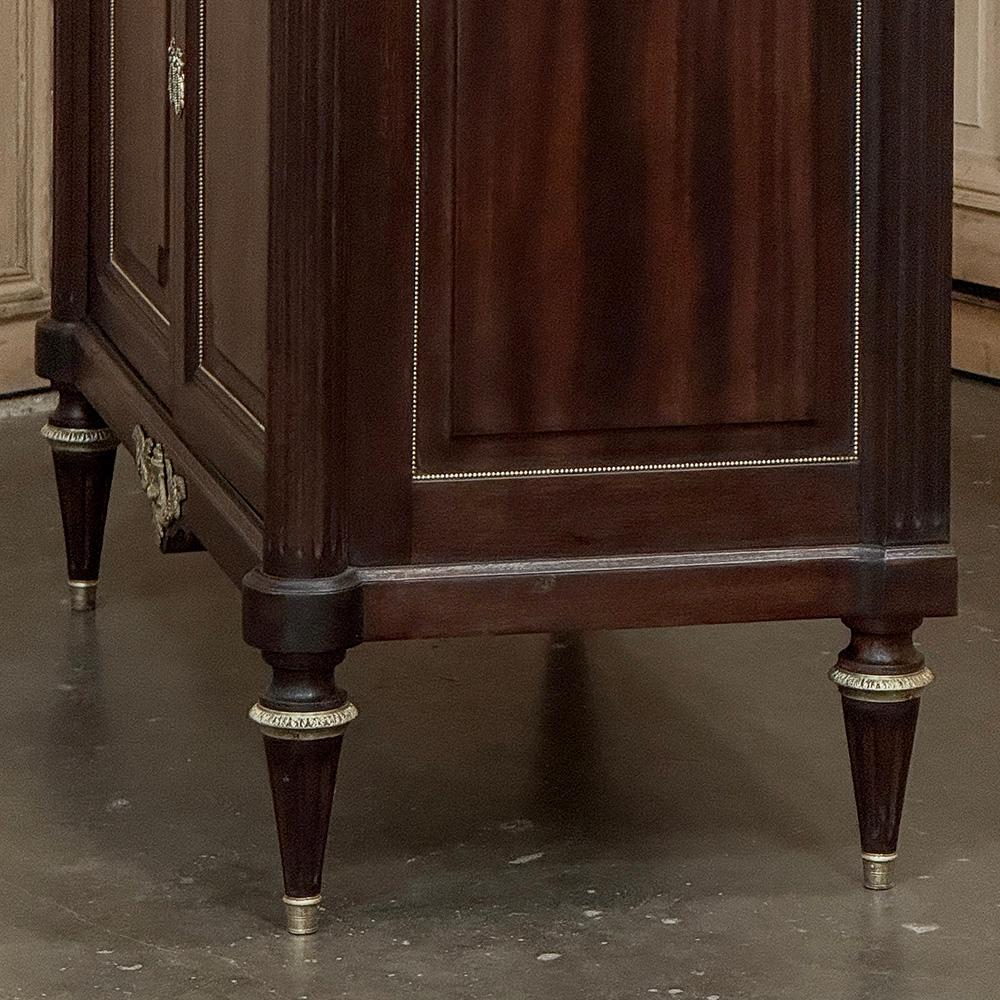 Antique French Louis XVI Mahogany Buffet with Carrara Marble For Sale 7