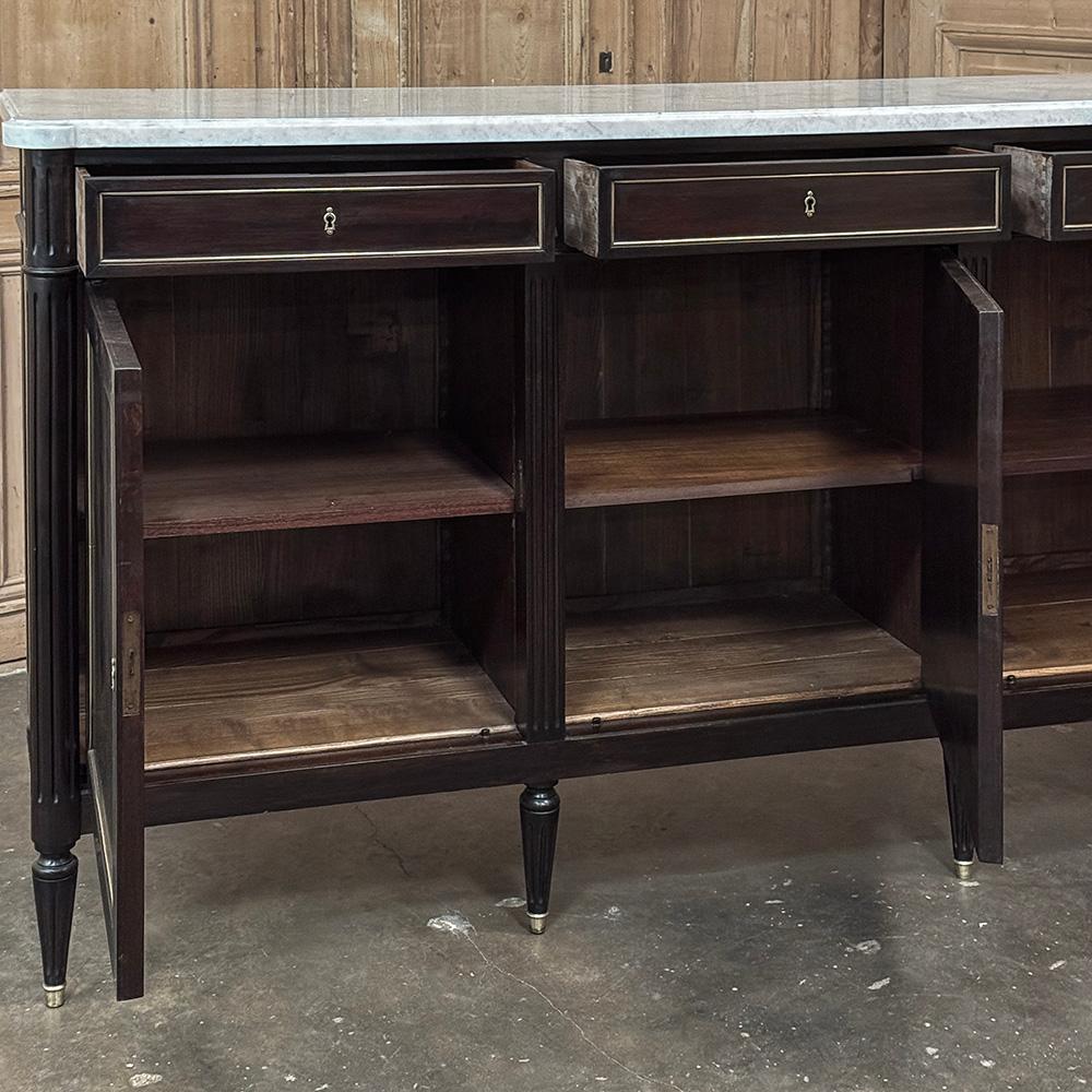 Antique French Louis XVI Mahogany Buffet with Carrara Marble For Sale 8