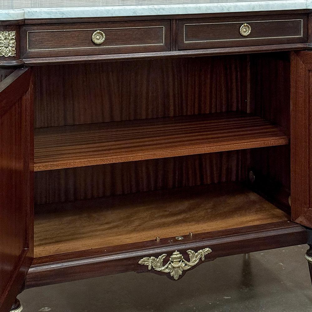 Antique French Louis XVI Mahogany Buffet with Carrara Marble For Sale 9