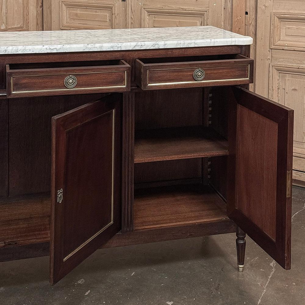 Antique French Louis XVI Mahogany Buffet with Carrara Marble For Sale 10