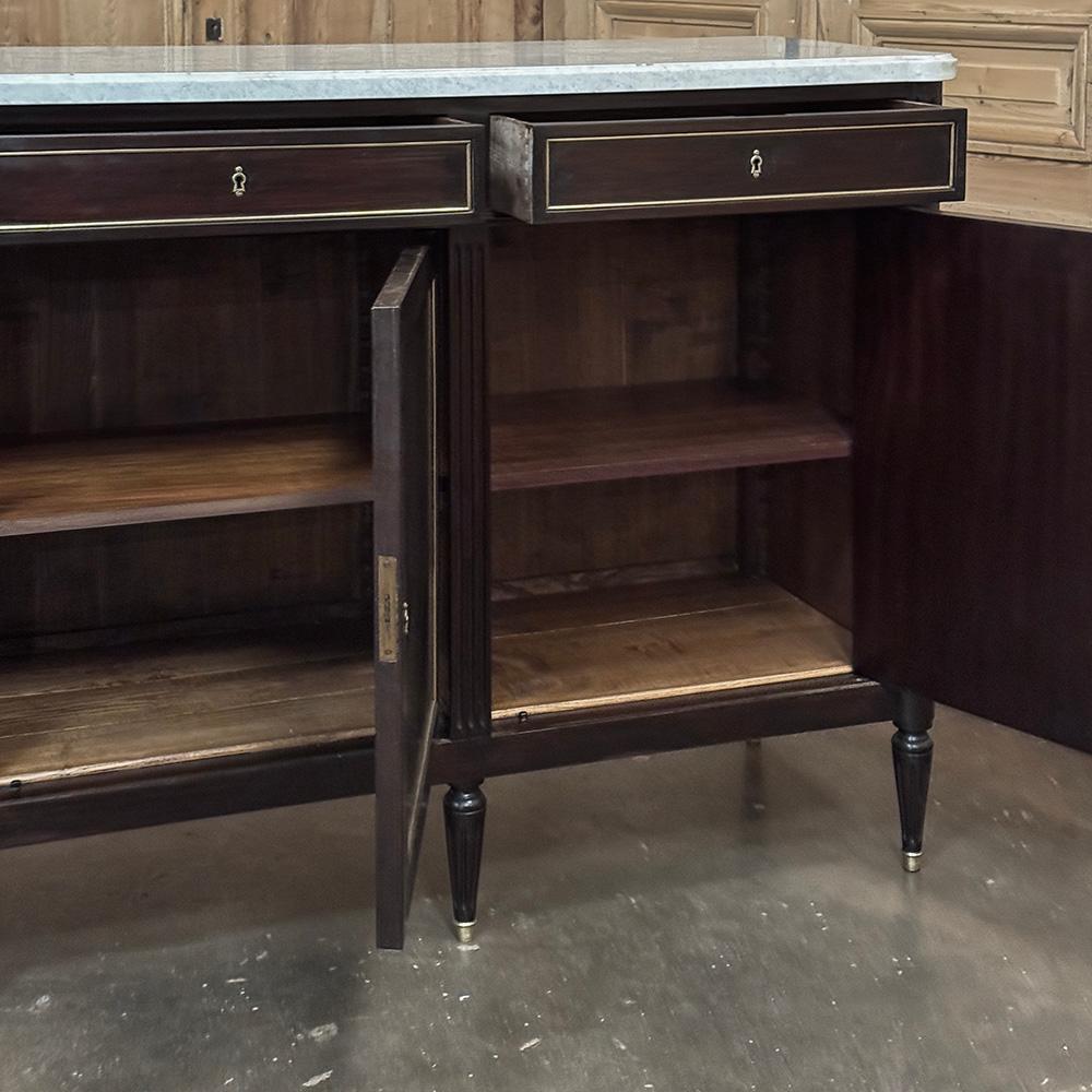 Antique French Louis XVI Mahogany Buffet with Carrara Marble For Sale 9