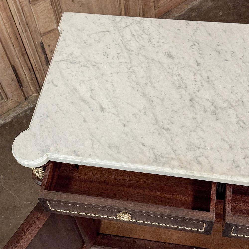 Antique French Louis XVI Mahogany Buffet with Carrara Marble For Sale 10