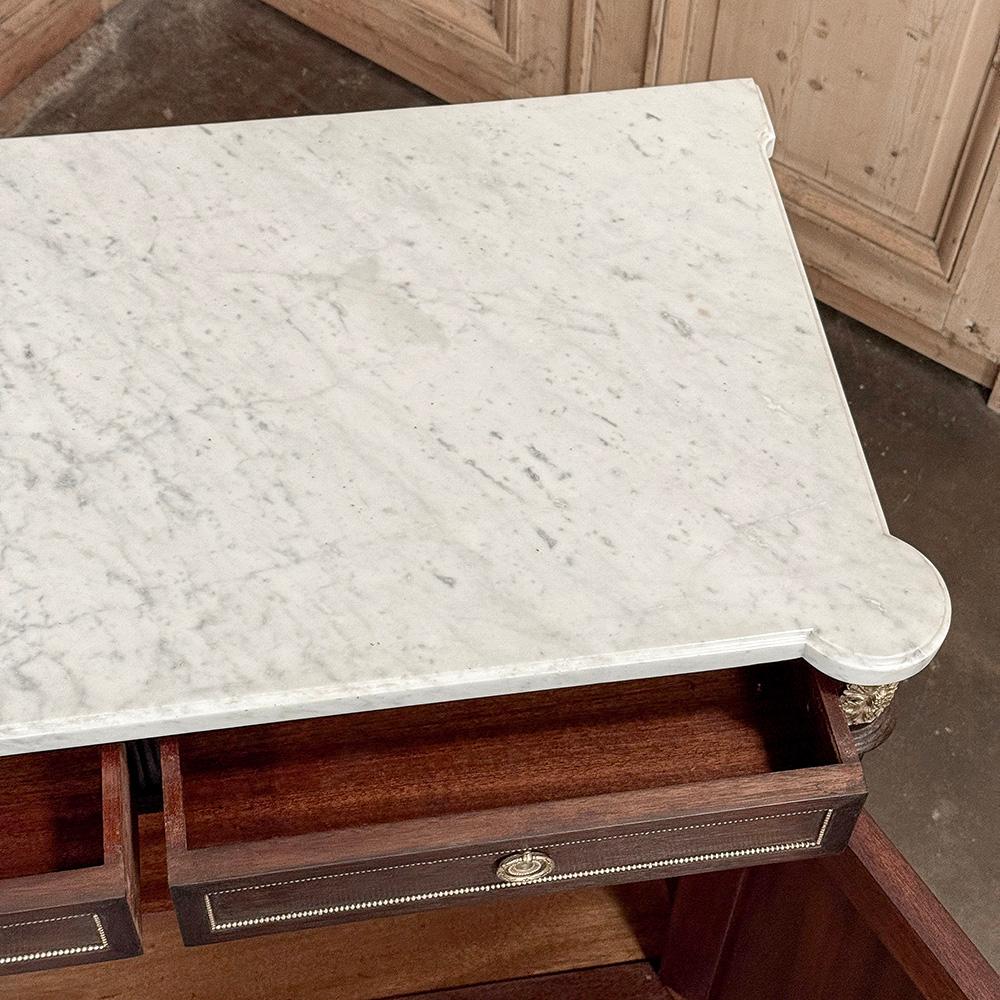 Antique French Louis XVI Mahogany Buffet with Carrara Marble For Sale 11