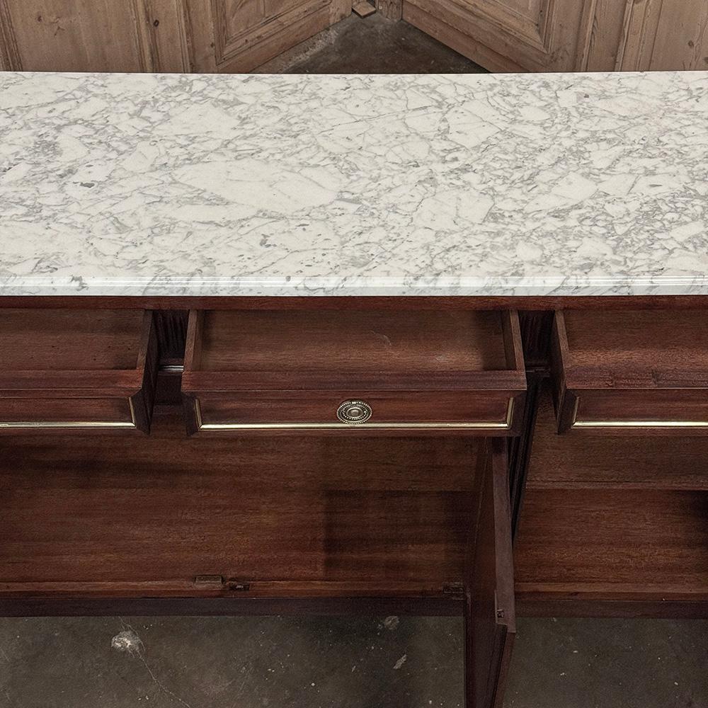 Antique French Louis XVI Mahogany Buffet with Carrara Marble For Sale 12
