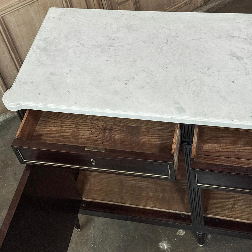 Antique French Louis XVI Mahogany Buffet with Carrara Marble For Sale 11