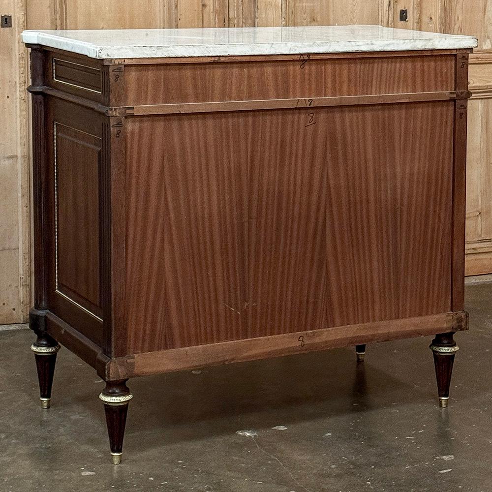 Antique French Louis XVI Mahogany Buffet with Carrara Marble For Sale 12