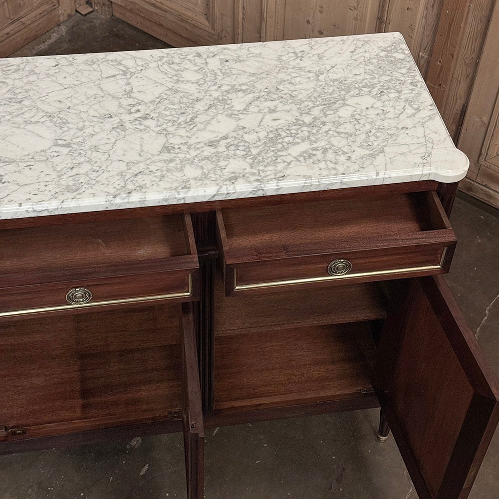 Antique French Louis XVI Mahogany Buffet with Carrara Marble For Sale 13