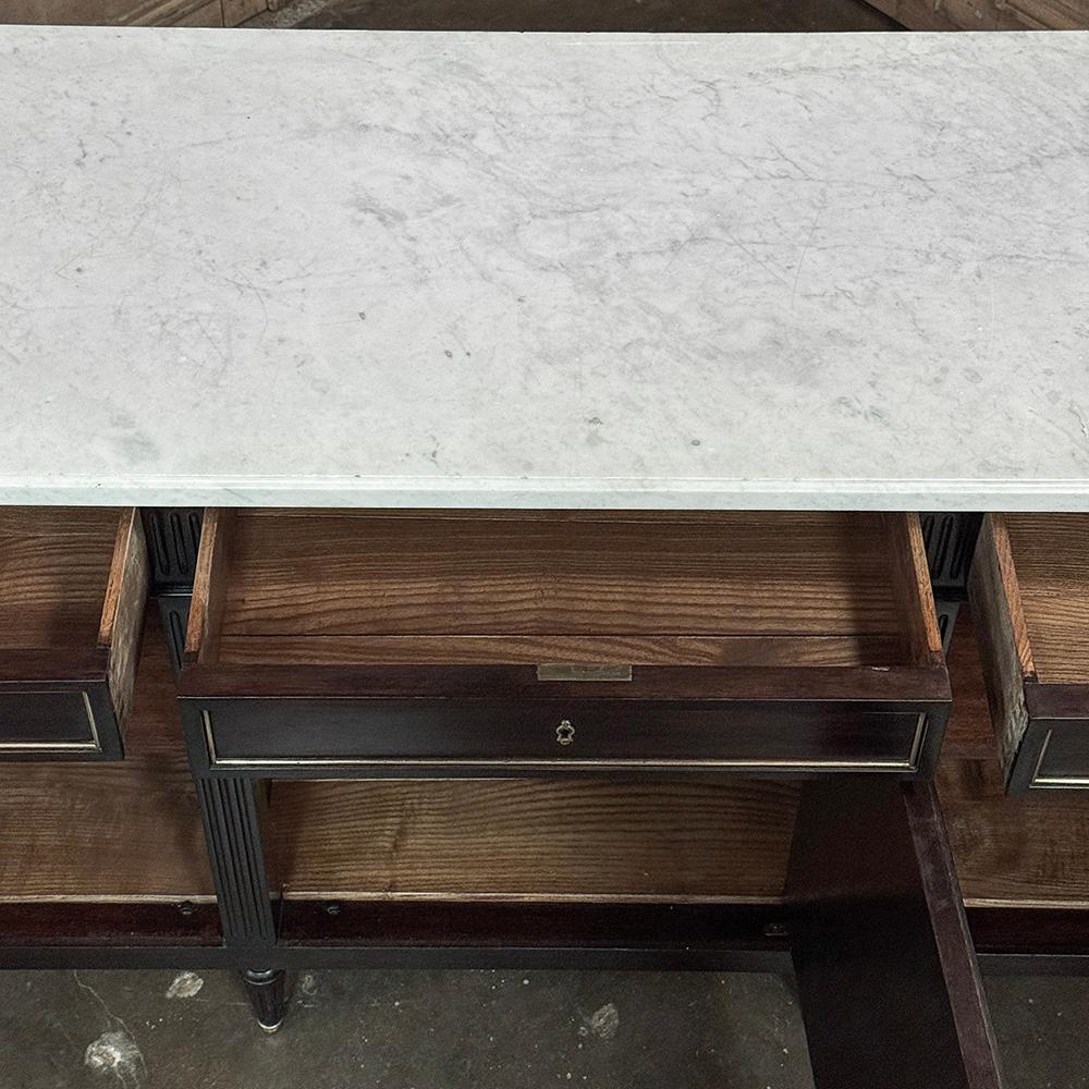 Antique French Louis XVI Mahogany Buffet with Carrara Marble For Sale 12